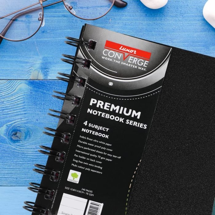 71Cs6C4Lq5L. Sl1080 Luxor 4 Subject Notebook | 70 Gsm Paper | Single Ruled | Pages - 240 | Count - 1 | 10.8 X 14.0 Cm | Spiral Binding | Versatile For School, Home &Amp; Office | Pro &Amp; Student-Friendly