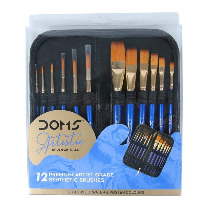 Doms Artistic Paint Brush Set With Zip Case 12 Brushes X 1 Set Doms Artistic Paint Brush Set With Zip Case (12 Brushes X 1 Set)