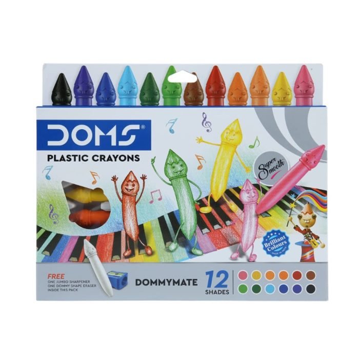Doms Dommymate Plastic Crayon 12 Shades Set Of 1 Multicolor Doms Dommymate Plastic Crayon 12 Shades (Set Of 1- Multicolor)