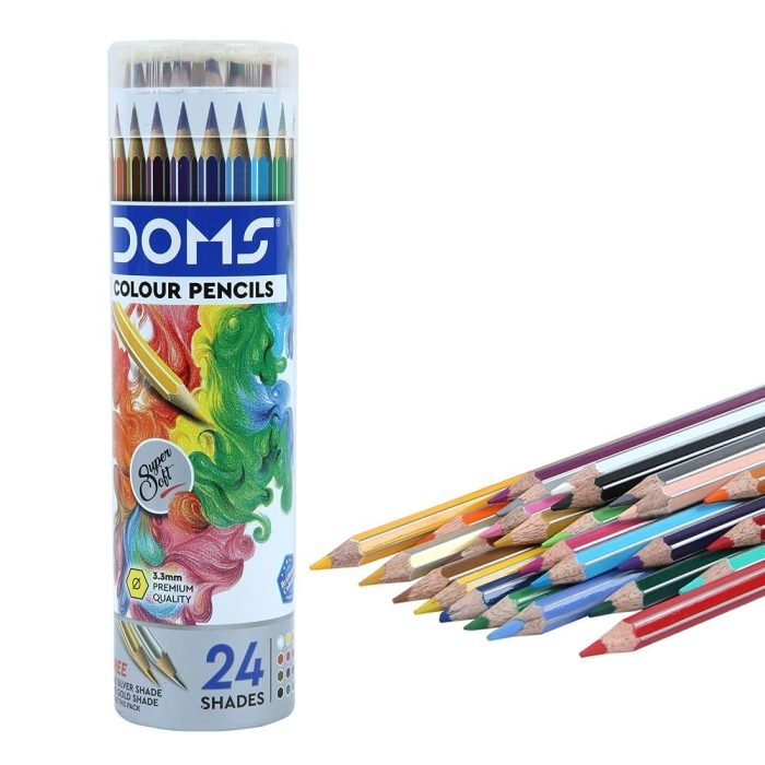 Doms Non Toxic Colour Pencil Set In Round Tin Box 24 Assorted Shades Doms Non-Toxic Colour Pencil Set In Round Tin Box - 24 Assorted Shades