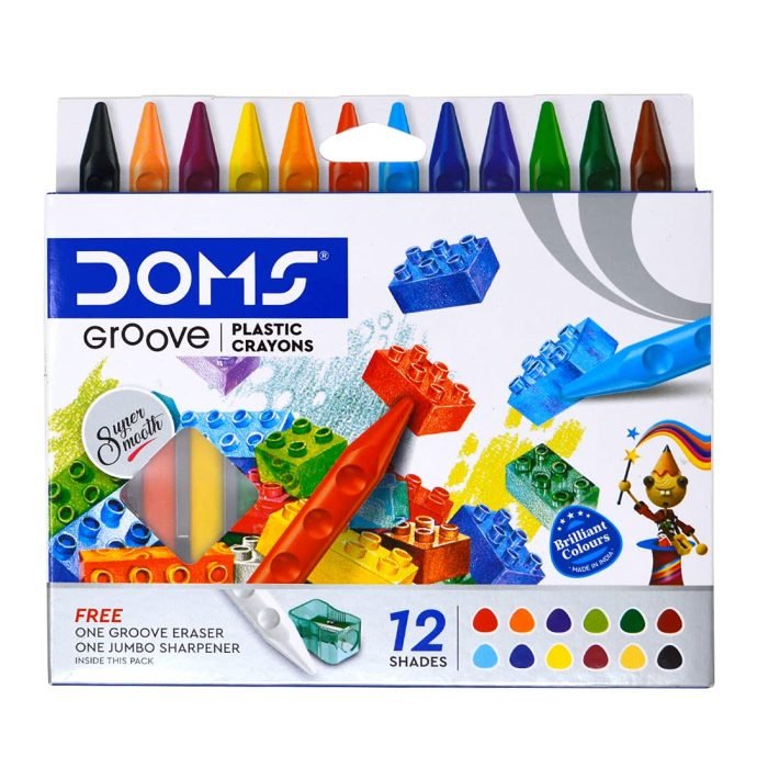 Doms Non Toxic Groove Plastic Crayons 12 Assorted Shades Doms Non-Toxic Groove Plastic Crayons - 12 Assorted Shades