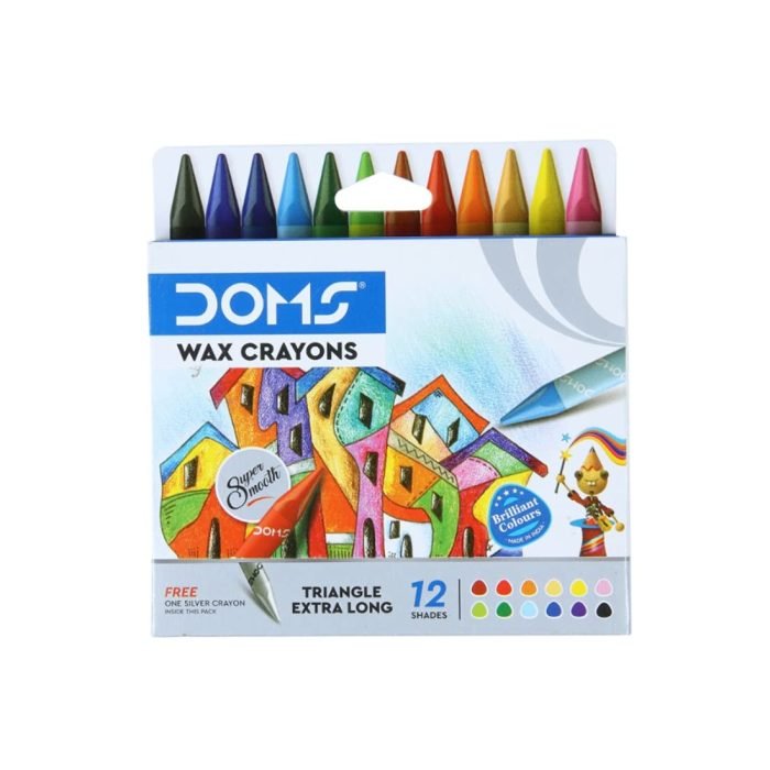 Doms Non Toxic Triangle Extra Long Wax Crayons Set In Cardboard Box 12 1 Doms Non- Toxic Triangle Extra Long Wax Crayons Set In Cardboard Box - 12+1 Assorted Shades