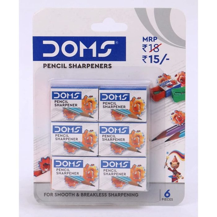 Doms Smooth And Breakless Multicolour Pencil Sharpeners 6 Pcs Blister Pack Doms Smooth And Breakless Multicolour Pencil Sharpeners 6 Pcs Blister Pack