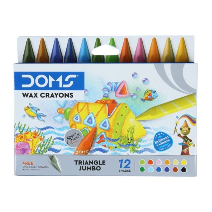 Doms Tri Jumbo Wax Crayons 12 1 Shades Multicolor Doms Tri-Jumbo Wax Crayons 12+1 Shades - Multicolor