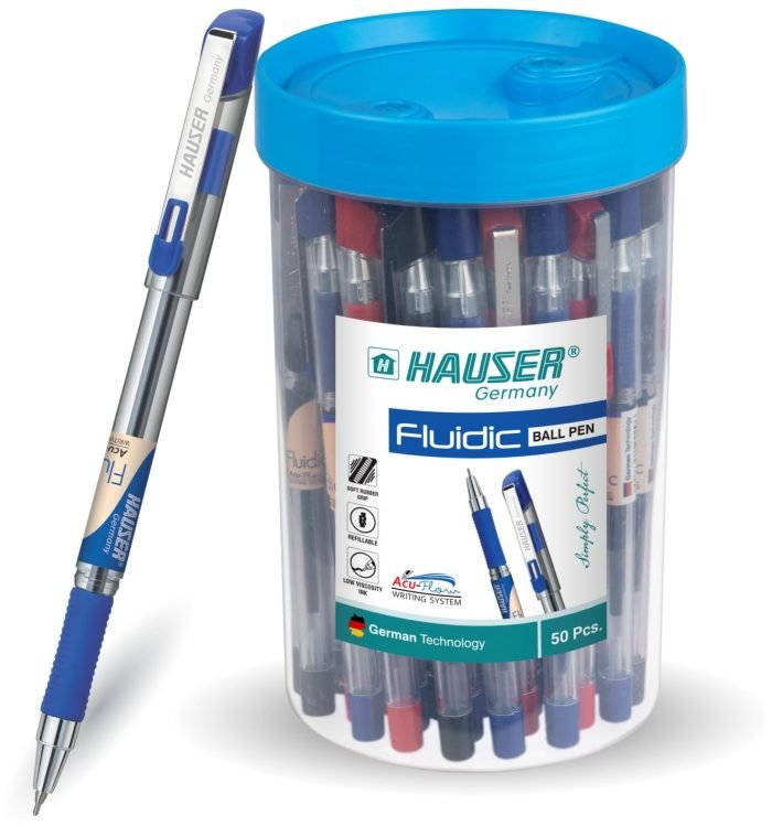 Hauser Fluidic 055Mm Ball Pen Jar Pack Blue Black Red Ink Pack Of 50 Hauser Fluidic 0.55Mm Ball Pen Jar Pack - Blue,Black &Amp;Amp; Red Ink, Pack Of 50