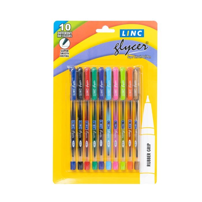 Linc Glycer 06 Mm Ball Pen Assorted Ink Pack Of 10 Scaled Linc Glycer 0.6 Mm Ball Pen - Assorted Ink - Pack Of 10