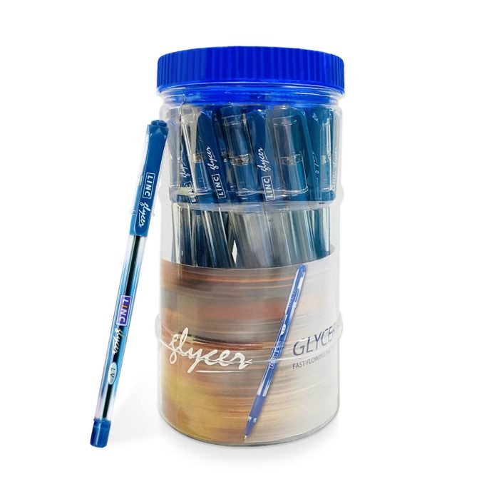 Linc Glycer Lightweight Ball Pen Jar 07Mm Blue Ink Ball Pens Jar Of 35 Linc Glycer Lightweight Ball Pen Jar | 0.7Mm, Blue Ink Ball Pens | Jar Of 35 Units | Blue Ball Pen Set For Office And School Use | Elasto Grip Pens...