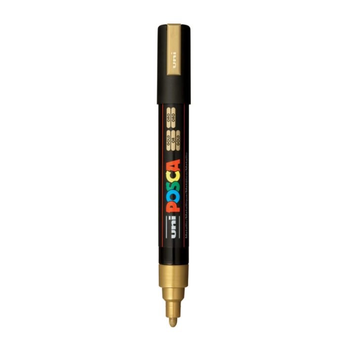 Uni Ball Posca 5M 18 25 Mm Bullet Shaped Marker Pen Gold Ink Pack Of 1 Uni-Ball Posca 5M 1.8-2.5 Mm Bullet Shaped Marker Pen (Gold Ink- Pack Of 1)