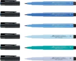 Faber-Castell Pitt Artist B Pen Set - Pack Of 6 (Blue) - Image 2