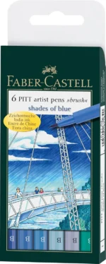 Faber-Castell Pitt Artist B Pen Set - Pack Of 6 (Blue)